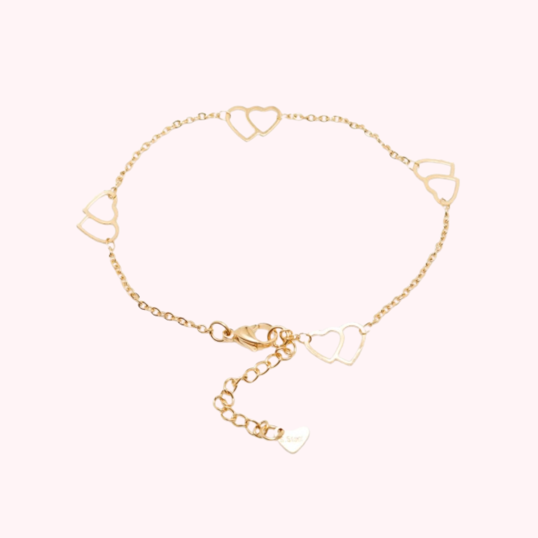 Dainty Double Hearts Anklet