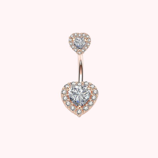 Double Heart Rose Gold Belly Ring