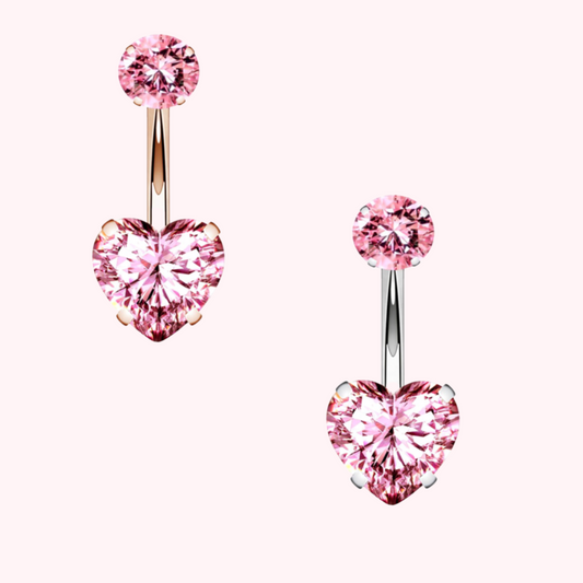 Pink Heart Belly Ring