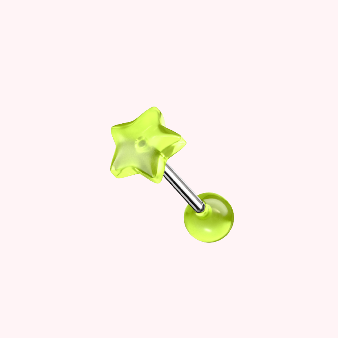 Star Glow in the Dark Barbell Tongue Ring