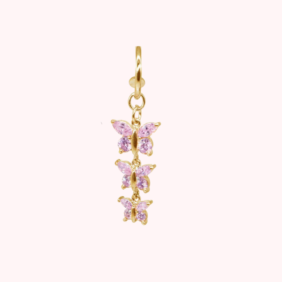 Non-Piercing Pink Butterfly Belly Clip