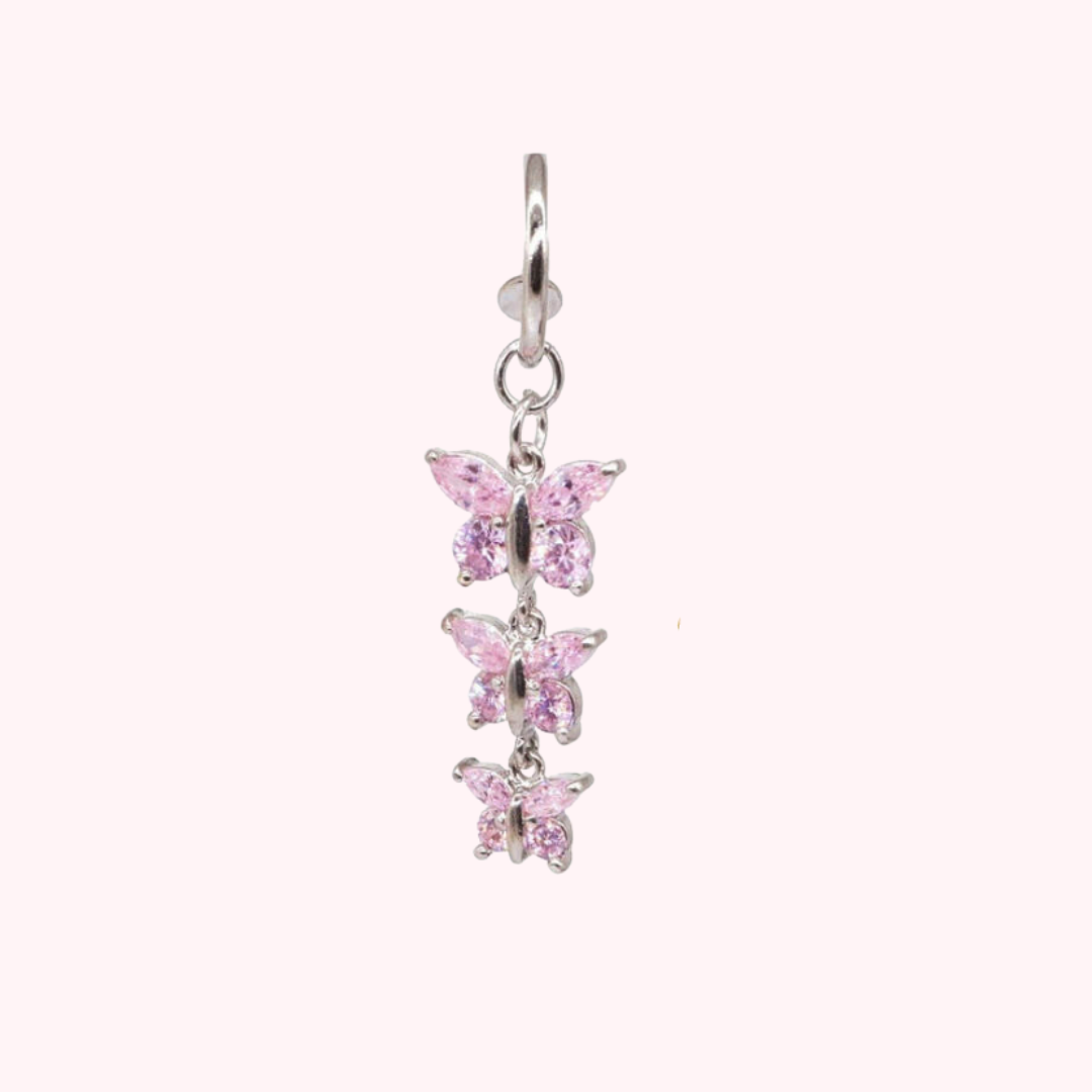 Non-Piercing Pink Butterfly Belly Clip
