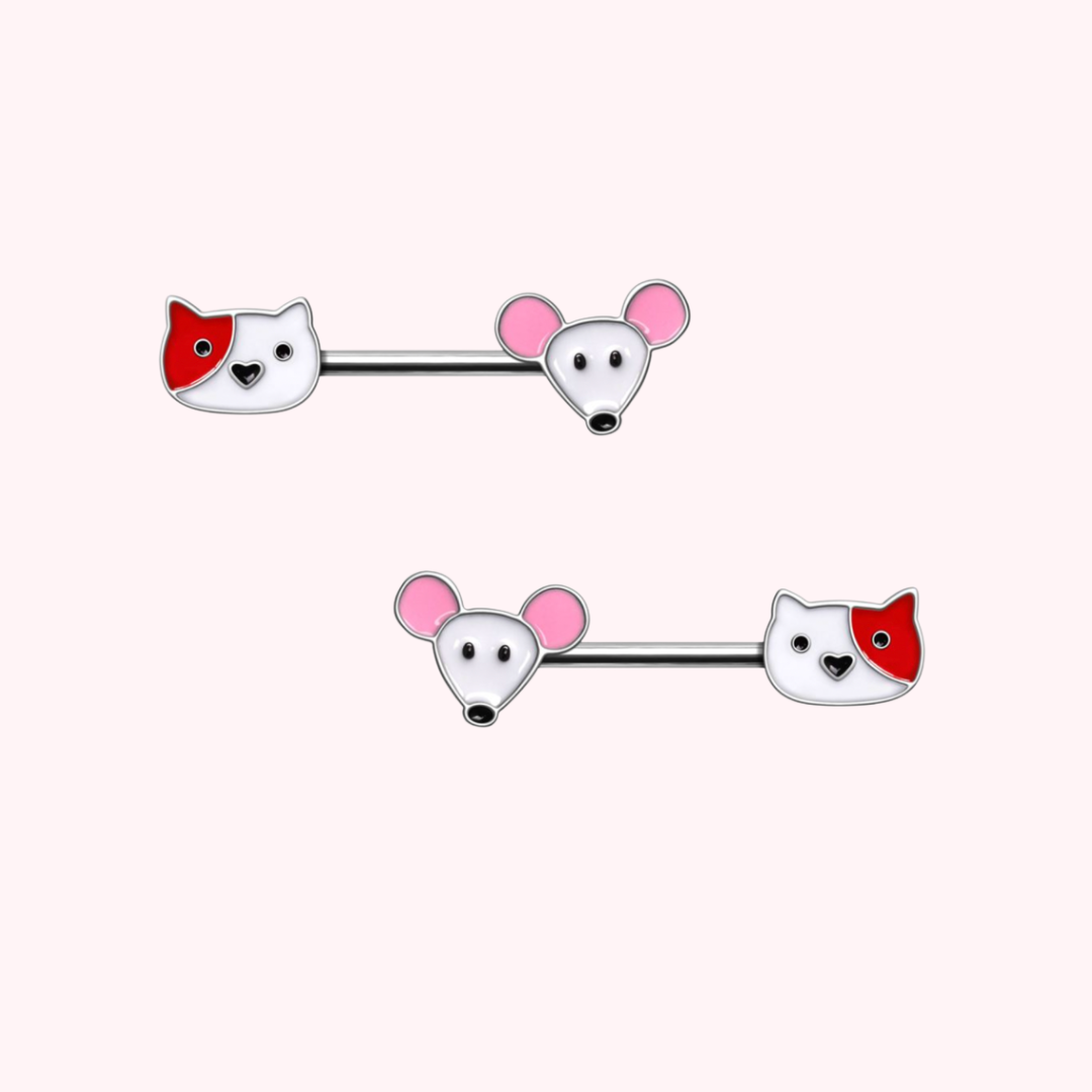 Kitty & Mouse Nipple Ring (Pair)