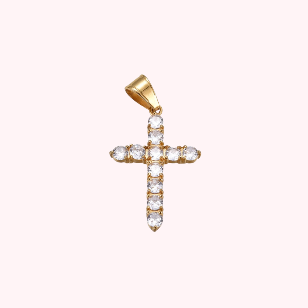 Gold Iced Cross Necklace