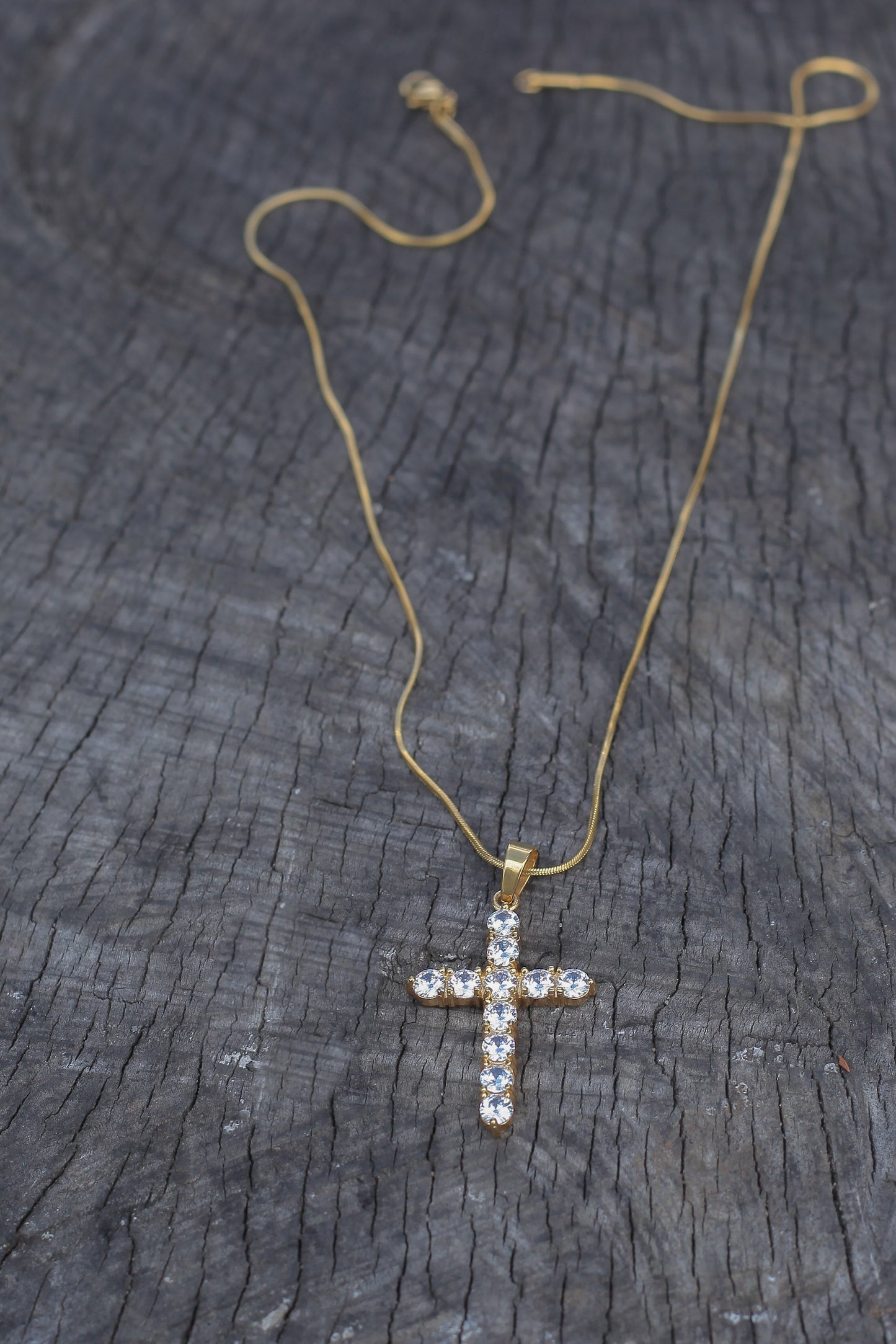 Gold Iced Cross Necklace